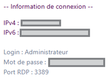 Email avec identifiants