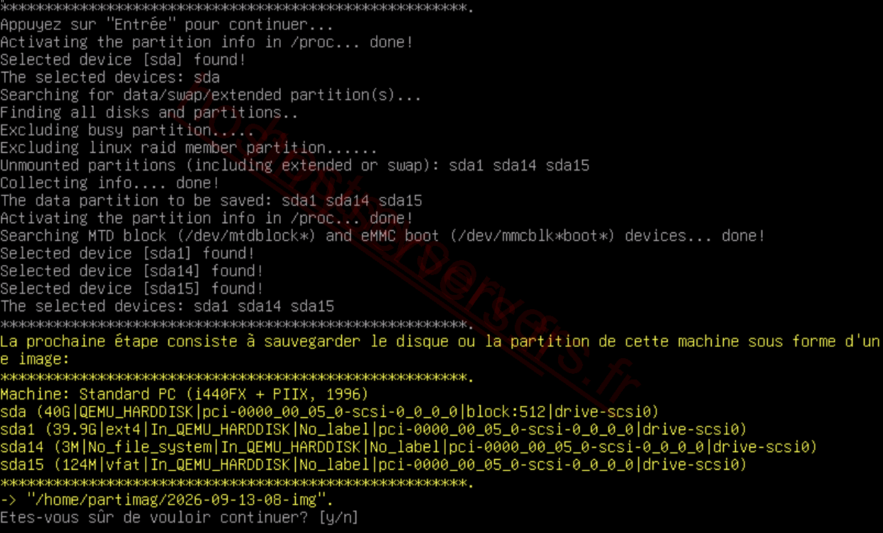 Confirmation before the backup