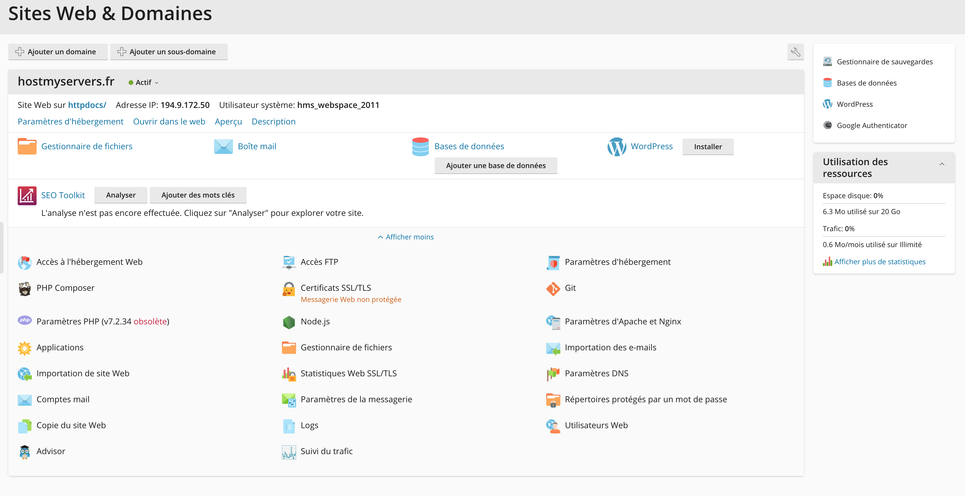 Accesso all'interfaccia di amministrazione Plesk